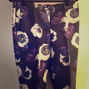 Jcrew Flower Print Silk Jacquard Dress Pants